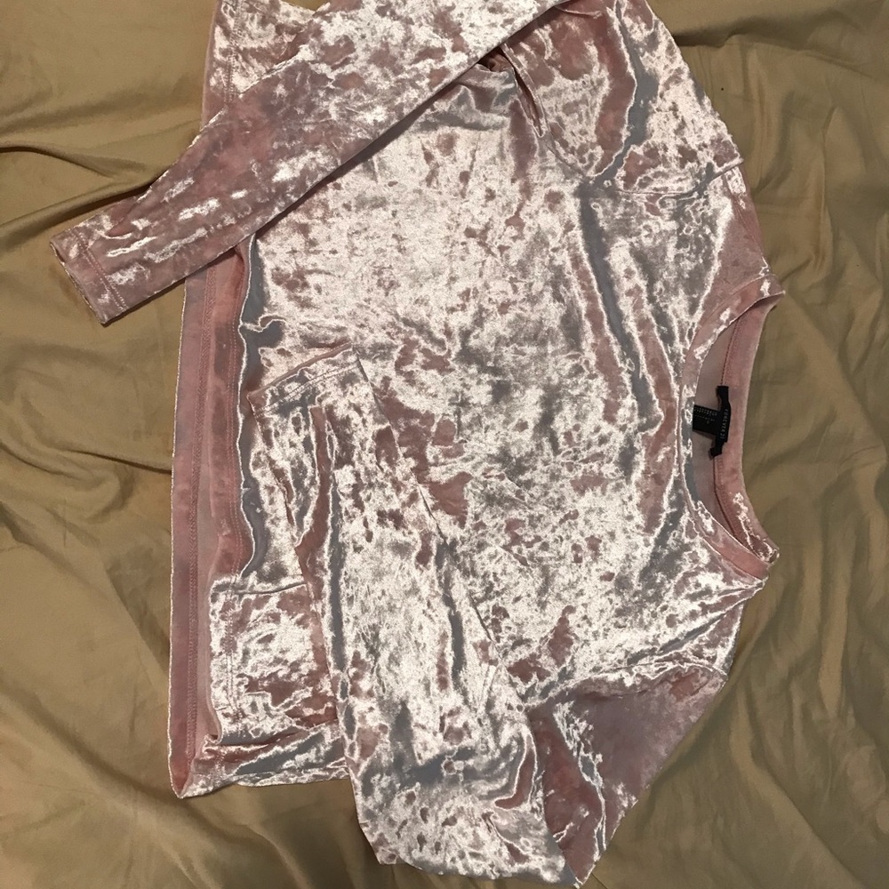 Pink crushed velvet crop top